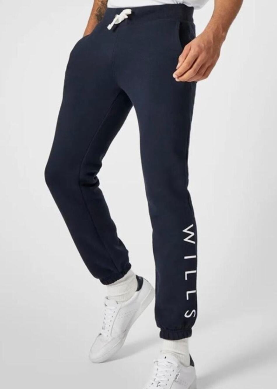 Jack Wills Mens Logo Joggers Navy Blue Fleece Elastic Waist Drawstring Small